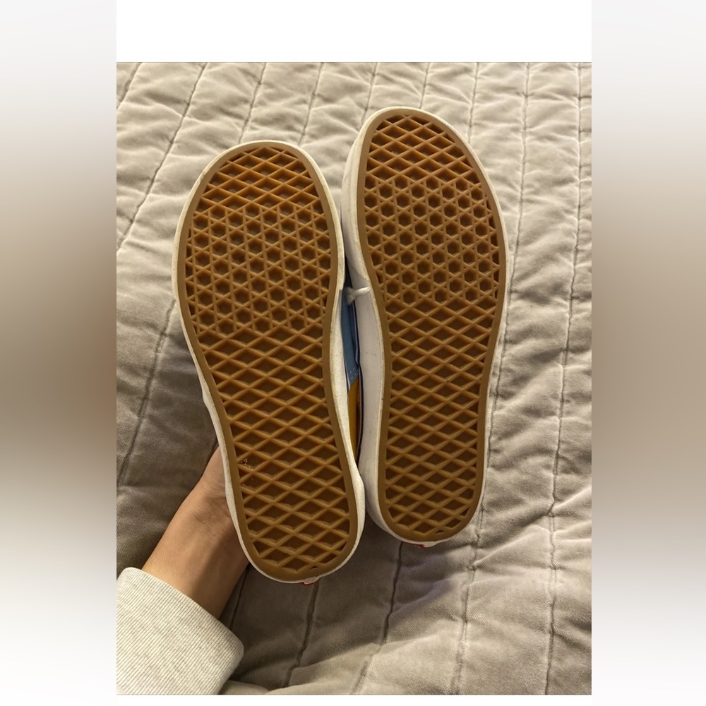 Vans low top, tie shoes, colorblock, M6, W7.5, Yellow, Blue - Picture 7 of 7